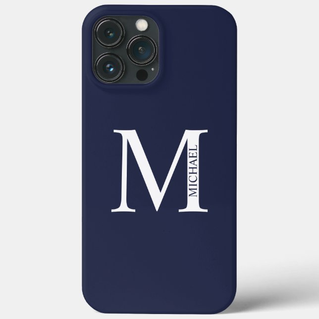Navy Blue Personalisiert Monogram und Name Case-Mate iPhone Hülle (Rückseite)