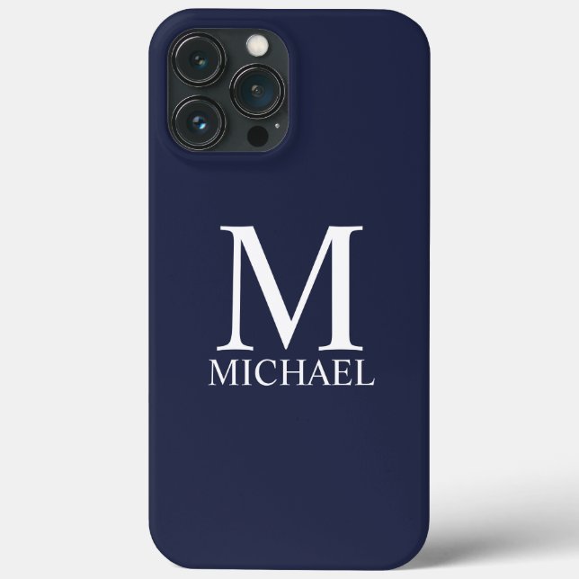 Navy Blue Personalisiert Monogram und Name Case-Mate iPhone Hülle (Rückseite)