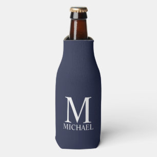 Navy Blue Personalisiert Monogram und Name Flaschenkühler