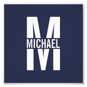 Navy Blue Personalisiert Monogram und Name Fotodruck