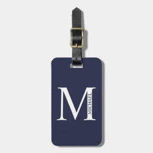 Navy Blue Personalisiert Monogram und Name Gepäckanhänger