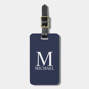 Navy Blue Personalisiert Monogram und Name Gepäckanhänger