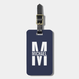 Navy Blue Personalisiert Monogram und Name Gepäckanhänger