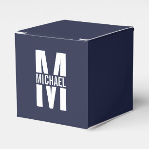 Navy Blue Personalisiert Monogram und Name Geschenkschachtel