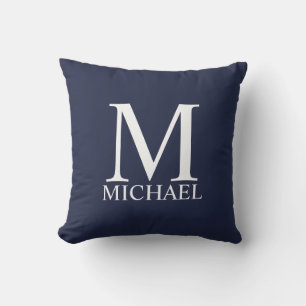 Navy Blue Personalisiert Monogram und Name Kissen