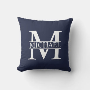 Navy Blue Personalisiert Monogram und Name Kissen
