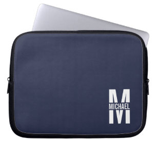 Navy Blue Personalisiert Monogram und Name Laptopschutzhülle