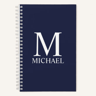 Navy Blue Personalisiert Monogram und Name Noteboo Notizbuch