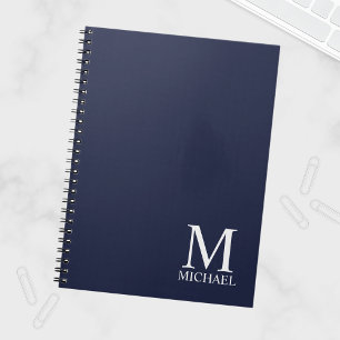 Navy Blue Personalisiert Monogram und Name Notizblock