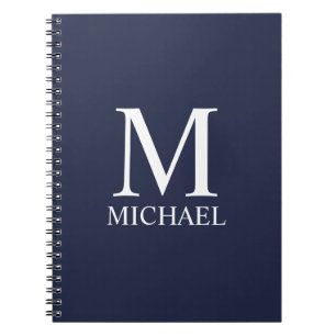 Navy Blue Personalisiert Monogram und Name Notizblock