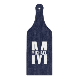 Navy Blue Personalisiert Monogram und Name Schneidebrett