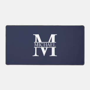 Navy Blue Personalisiert Monogram und Name Schreibtischunterlage