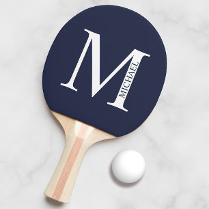 Navy Blue Personalisiert Monogram und Name Tischtennis Schläger