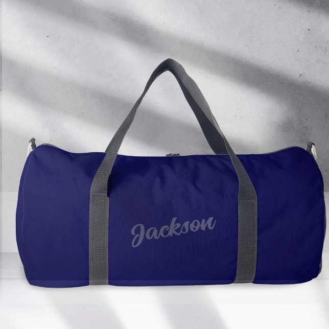 Navy Blue Personalisiert Name Duffle Bag (Simple Navy Blue Personalized Name Duffel Bag.)