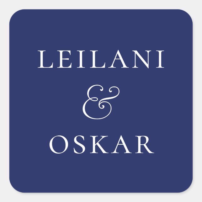 Navy Blue Personalisiert Quadratischer Aufkleber (Vorderseite)