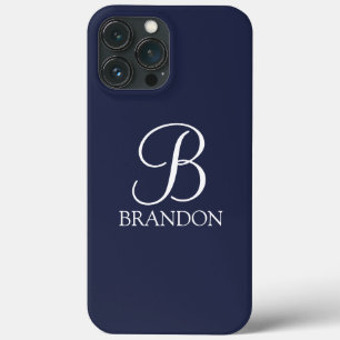Navy Blue Personalisiert Script Monogram und Name Case-Mate iPhone Hülle