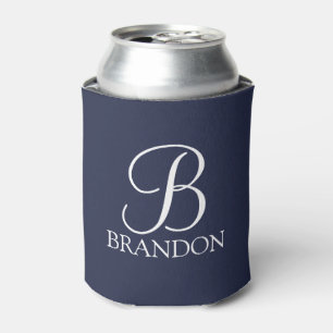 Navy Blue Personalisiert Script Monogram und Name Dosenkühler
