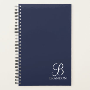 Navy Blue Personalisiert Script Monogram und Name Planer