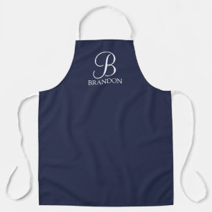 Navy Blue Personalisiert Script Monogram und Name Schürze