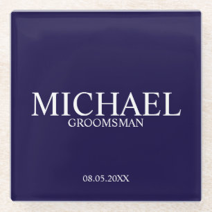 Navy Blue Personalisiert Trauzeugen Glasuntersetzer