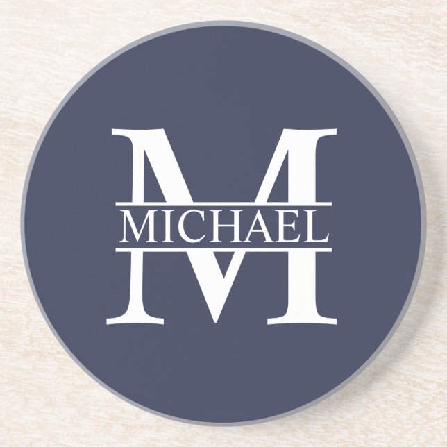 Navy Blue Personalized Monogram and Name Getränkeuntersetzer (Vorne)