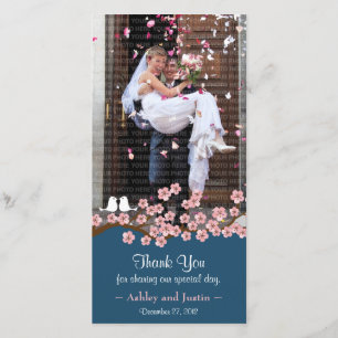 Navy Blue & Pink Cherry Blossom Foto Vielen Dank Dankeskarte