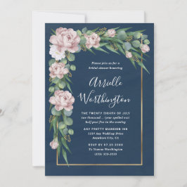 Navy Blue & Pink Dusty Rose Greenerity Brautparty Einladung