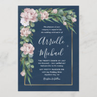 Navy Blue & Pink Dusty Rose Greenerity Gold Weddin