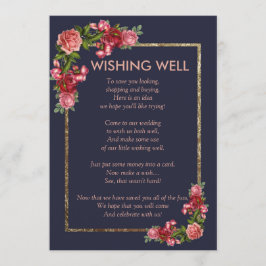 Navy Blue Pink Floral Gold wünschenswert gut Einladung