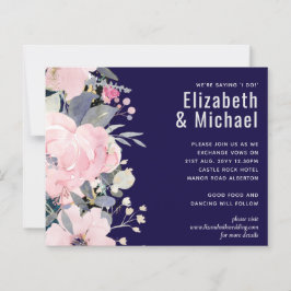 Navy Blue Pink Floral Modernes Hochzeitsbudget