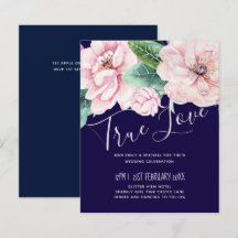 Navy Blue Pink Floral Modernes Hochzeitsbudget