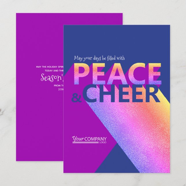 Navy Blue, Pink, Word Art Company Holiday Card Einladung (Vorne/Hinten)