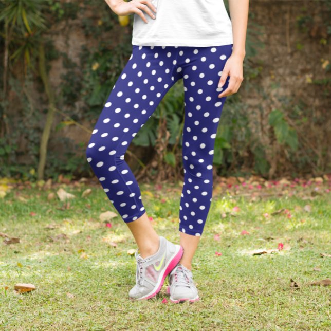 Navy Blue Polka Dot Capri Leggings (Von Creator hochgeladen)