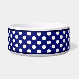 Navy Blue Polka Dot Large Dog Bowl Napf