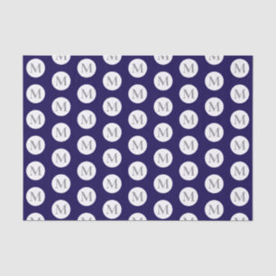 Navy Blue Polka Dot Monogram Seidenpapier