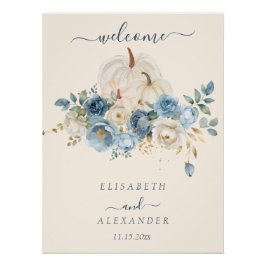 Navy Blue Pumpkin FallinLove Hochzeitsglanz-Poster Poster