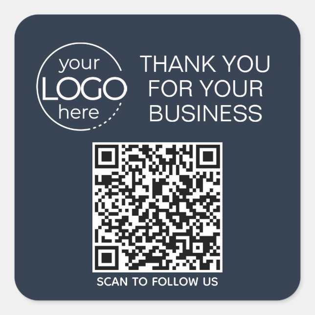 Navy Blue QR Code Intelligente Kontaktaufnahme Quadratischer Aufkleber (Vorderseite)