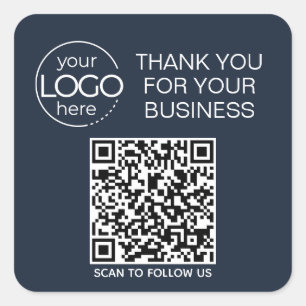 Navy Blue QR Code Intelligente Kontaktaufnahme Quadratischer Aufkleber