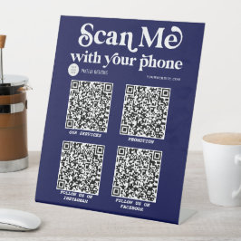 Navy Blue QR Code Networking Modernes Geschäftszei Sockelschild