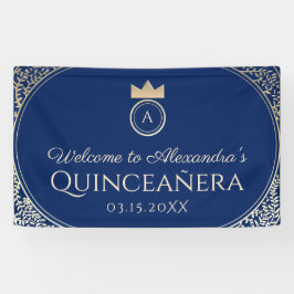 Navy Blue Quinceanera Banner