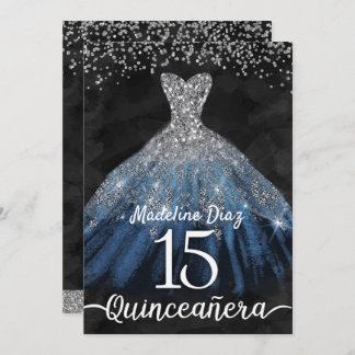 Navy Blue Quinceanera Einladung Cumpleanos