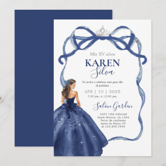 Navy Blue Quinceanera Invitation Einladung