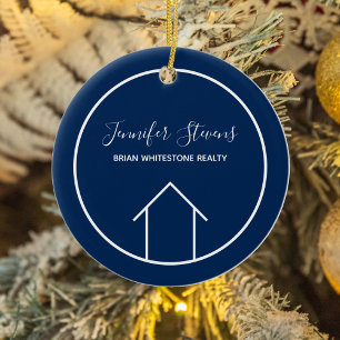 Navy Blue Real Anwesen Weihnachten Keramik Ornament