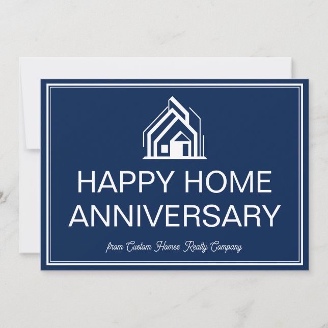 Navy Blue Real Estate Business Custom Marketing Karte (Vorderseite)
