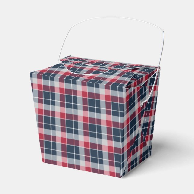 Navy Blue, Red and Grey Sporty Kariert Geschenkschachtel (Vorderseite)