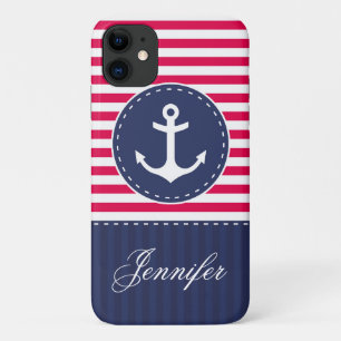 Navy Blue Red Pattern Anker individuell anpassbar Case-Mate iPhone Hülle