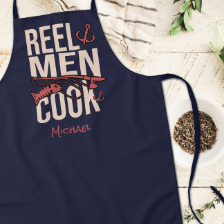 Navy Blue Reel Men Cook Fisherman Schürze