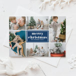 Navy Blue Retro Frohe Weihnachtsfoto Collage Feiertagskarte<br><div class="desc">Frohe Weihnachten! Senden Sie Ihre Urlaubssgrüße an Familie und Freunde mit dieser anpassbaren Weihnachtskarte. Es enthält Retro-Typografie und eine Foto-Collage-Vorlage. Personalisieren Sie dieses Foto Collage Weihnachtskarte durch Hinzufügen Ihrer Daten. Diese navy blaue Weihnachtskarte ist in anderen Farben und Cardstock erhältlich. Matching-Elemente sind verfügbar.</div>