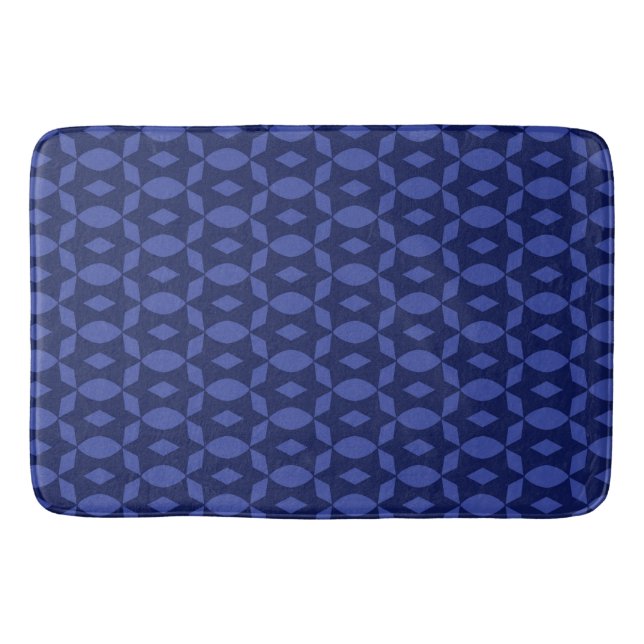 Navy Blue Retro Zwei Tone Muster Zuhause Badematte (Vorderseite)