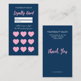 Navy Blue Reward Loyalty Card Thank You Card Treuekarte